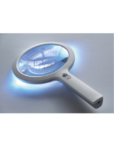 Hand-held stand-alone magnifying lamp